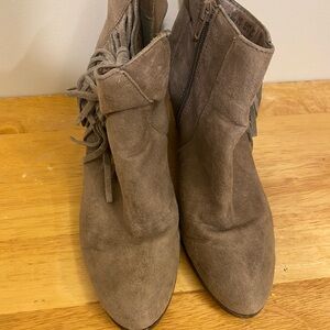 Love Taupe Suede Fringe Ankle Booties